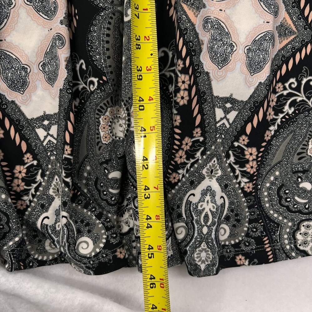 World Unity Sleeveless Paisley Maxi Dress Embroidery Gray Green Flowy Gypsy - Picture 9 of 12